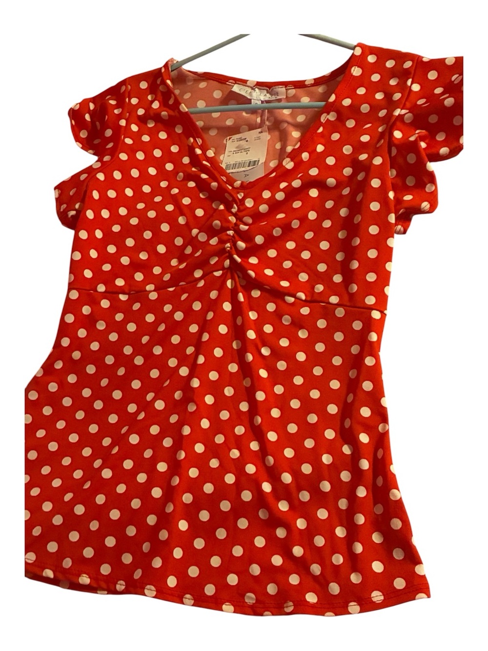 NWT women’s cest la vi short sleeve poka dot top